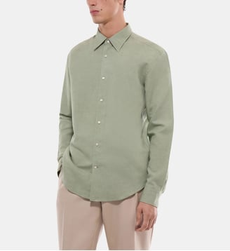 Chemise col hirondelle en coton et lin - Fursac - Sauge