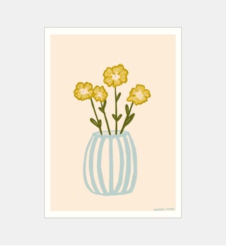 Poster   Yellow Flowers in a Blue Vase - Engberg Studio - Poster & Frame - Multicolore