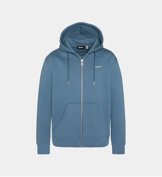 Sweatshirt zippé à capuche - Schott - Bleu acier