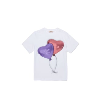 T-shirt avec imprimé ballons en forme de cœur - N°21 - Blanc