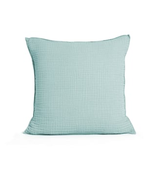 Housse de coussin en gaze de coton, SIMPLEMENT GAUFRÉ - Blanc Cerise - Eucalyptus
