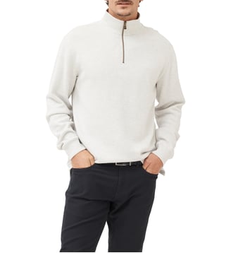 Sweatshirt droit en coton à col zip Alton Ave - Rodd & Gunn - Gris glacé mélangé