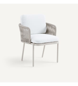 Fauteuil de table en sangles tressées - AM.PM - Naturel et blanc
