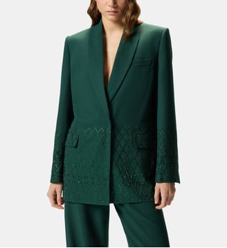 Blazer oversize à strass - Pinko - Vert outremer
