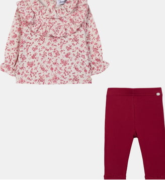 Ensemble long - Cerise coton imprimé fleuri - Tartine Et Chocolat - Rouge