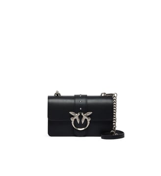Petit sac à bandoulière love bag one en cuir - Pinko - Noir argent vieilli