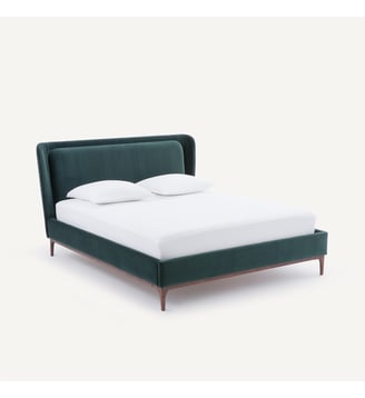 Lit double avec sommier assemblé, en velours AM.PM