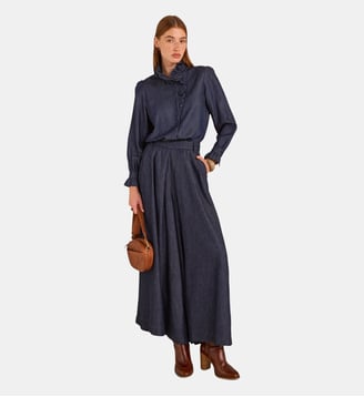 Pantalon Wide Leg Cropped Tatiana - Maison 123 - Bleu brut