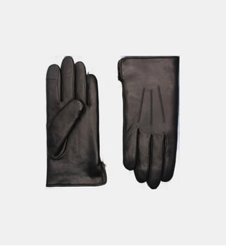 Gants Rabbit Homme Cuir Doublés Lapin - Agnelle - Noir