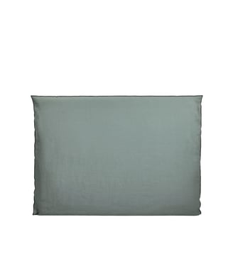 housse de tête de lit  100% lin lavé légèrement froissé - Madura - Vert de gris et bourdon noir