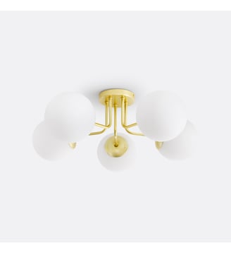 Plafonnier laiton et verre opaline - La Redoute Interieurs - Blanc