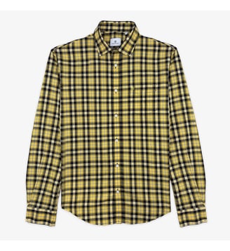 Chemise manches longues en coton à carreaux - Serge Blanco - Jaune
