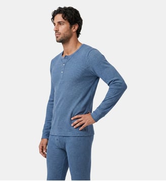 T-shirt Henley côtelé Army Ribbed - Ron Dorff - Bleu
