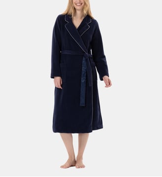 Peignoir croisé en polaire ESSENTIEL H65A - Lingerie Le Chat - Bleu