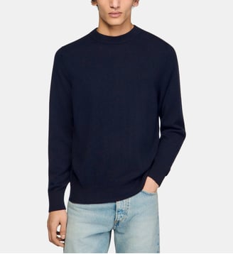 Pull droit en cachemire unisexe - Sandro - Bleu nuit