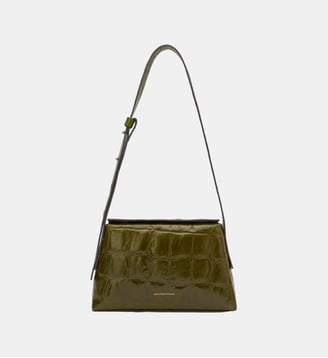 Sac à bandoulière en Mica effet crocodile en cuir - Adolfo Dominguez - Kaki