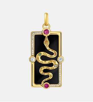 Pendentif serpent émail à froid noir - Thomas Sabo - Or