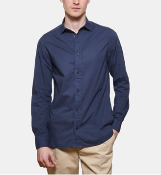 Chemise marine en voile de coton coupe droite - Atelier Privé - Bleu marine