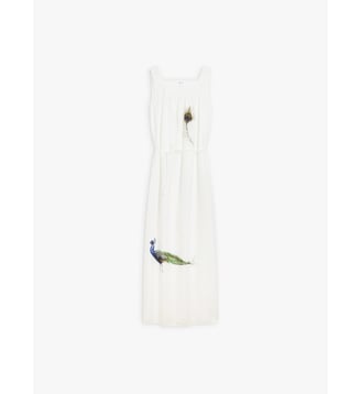 robe longue à bretelle fendue en coton blanc - Agnès b. - Blanc