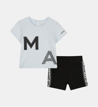 T-shirt et short en coton - Marc Jacobs Kids - Bleu glacier