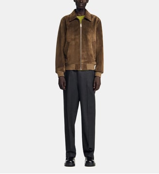 Blouson à col cassé avec fermeture - Sandro - Taupe