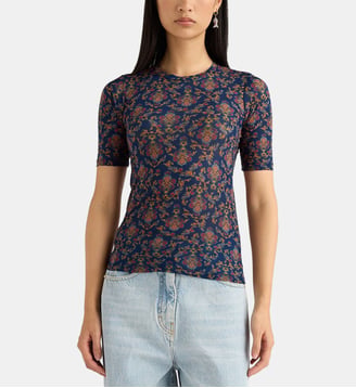 T-Shirt mirage en charmeuse stretch doux - Momonì - Bleu