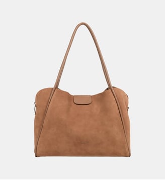 Grand sac cabas épaule Suède Ida en cuir - Lancaster - Moka