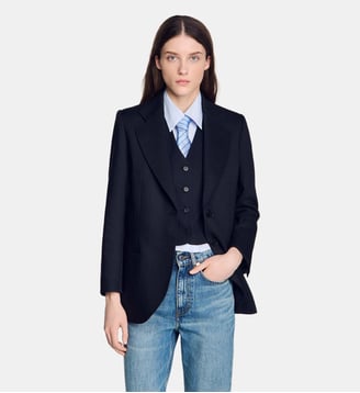 Veste de tailleur à rayures - Sandro - Marine
