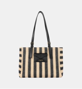 Sac cabas épaule Mini Osier - Lancaster - Noir rayures