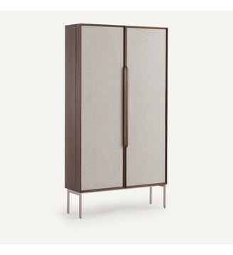 Bureau armoire plaqué noyer et tissu texturé AM.PM