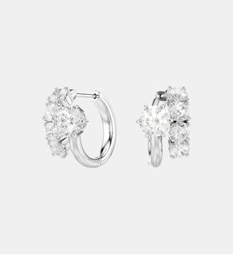 Anneaux d'oreilles Matrix, Métal rhodié - Swarovski - White et rrhodium plated