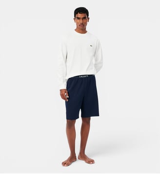 Short de pyjama straight fit molleton - Lacoste - Bleu marine et blanc