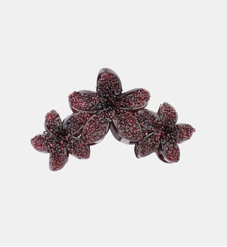 Pince à cheveux fleurs bordeaux à strass - Balaboosté - Bordeaux