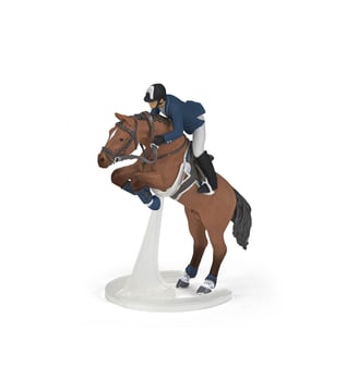 Cheval de saut d'obstacle et son cavalier - Papo - Multicolore