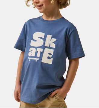 T-shirt imprimé  - Coton biologique - Cyrillus - Bleu et skate