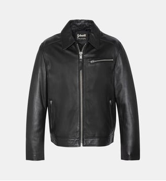 Blouson casual, cuir d'agneau - Schott - Noir