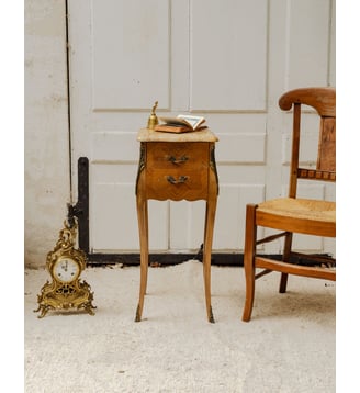Meuble d'appoint en bois et marbre Francine N°962- Produit chiné - Debongout - Bois foncé