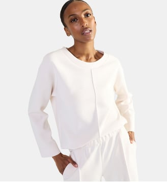 Sweat col rond en polyester - Laurence Tavernier - Crème