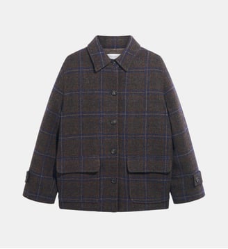 Manteau court à carreaux en laine vierge - ALTA - Gerard Darel - Marron