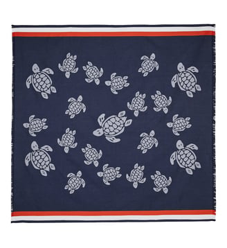 Fouta de plage XL Ronde des Tortues - Vilebrequin - Bleu marine