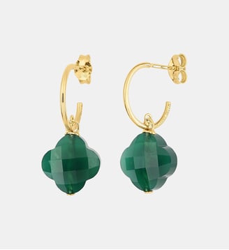 Boucles d'oreilles, agate verte, or jaune - Morganne Bello - Or jaune
