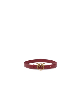 Ceinture love birds en cuir 3cm - Pinko - Rouge foncé