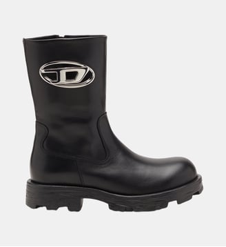 D-Hammer-Bottes de motard en cuir brillant - Diesel - Noir