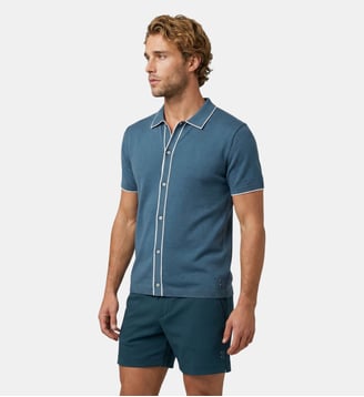 Chemise à manches courtes en coton et soie - Ron Dorff - Bleu