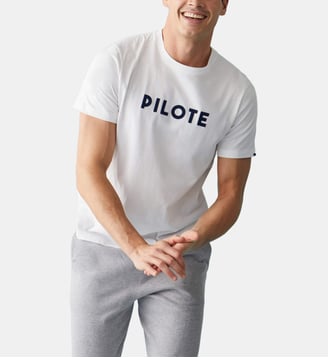 T-shirt col rond en coton - Le Slip Francais - Bleu marine