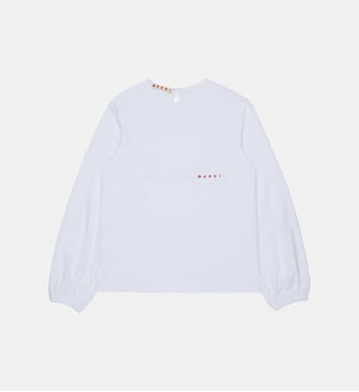 T-shirt à manches longues avec détails sur le devant - Marni - Blanc