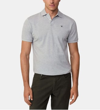 Polo slim coton piqué - Hackett London - Gris clair
