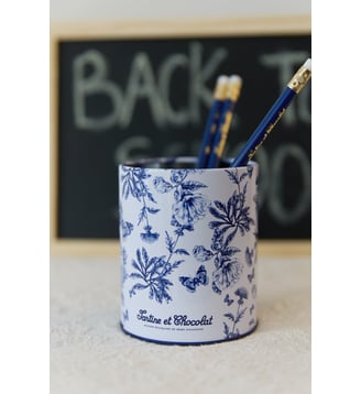 Pot à crayons -  imprimé inspiration Toile de Jouy - Tartine Et Chocolat - Bleu