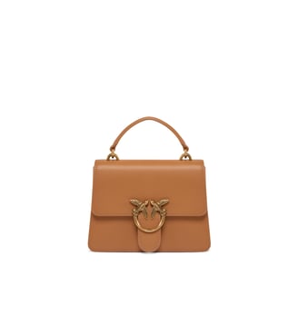Petit sac à main love bag top handle en cuir - Pinko - Nougat doré antique