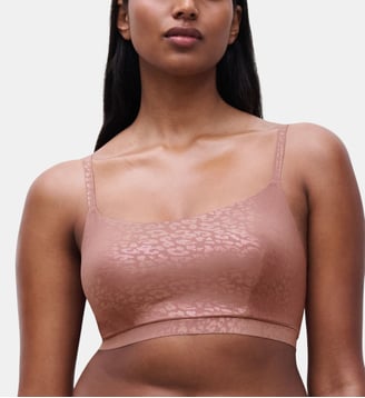 Bralette coques seconde peau - Chantelle - Léopard paillettes rose